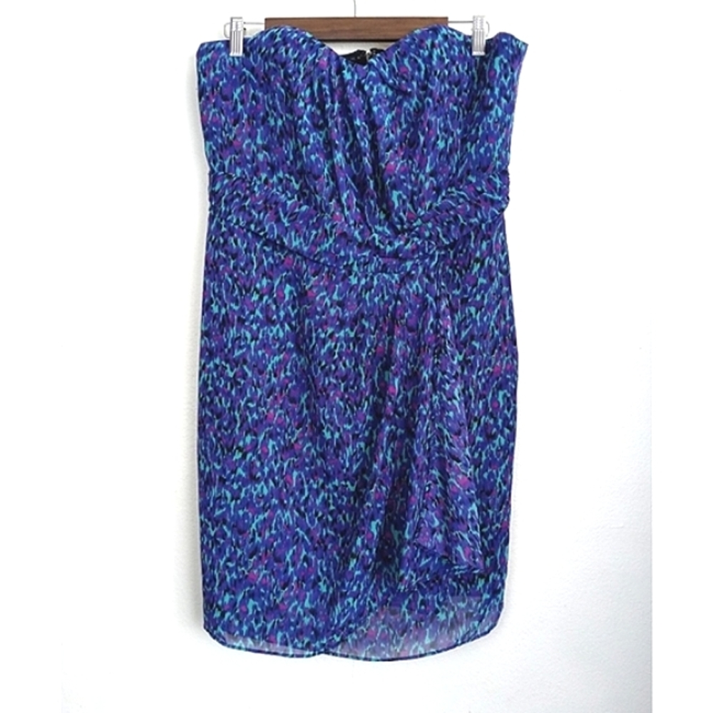 I Heart Ronson Strapless Micro Mini Dress Chiffon Abstract Animal Print 10/12